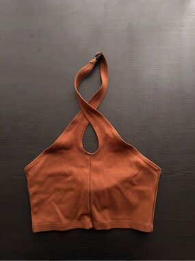Rust Cross-Back Crop Top - Women
